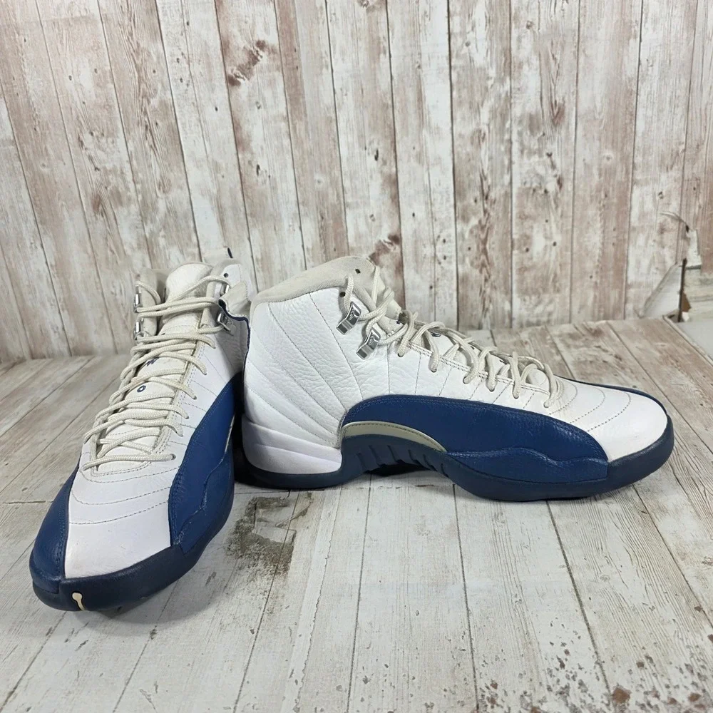 Jordan 12 Retro French Blue Mens White Blue Basketball Shoes 130690-113 Size 11